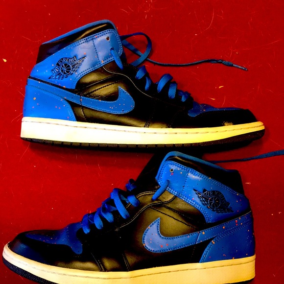 Jordan Shoes Jordan Mid Royal Paint Splatter Poshmark